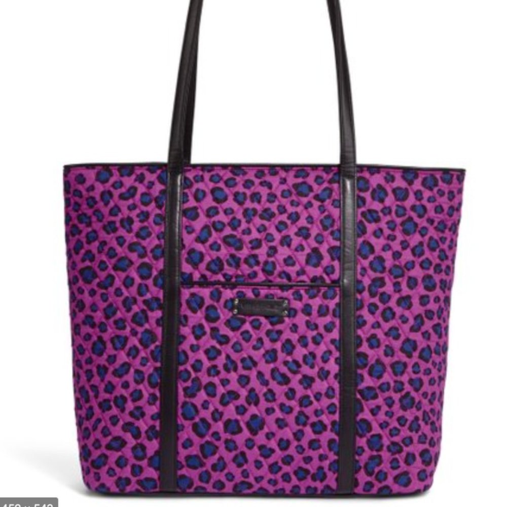 Vera Bradley Cheetah Print Purple Tote  Bag